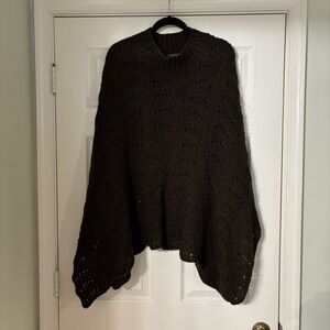Lane Bryant Chunky Brown Turtleneck Poncho, Size OS